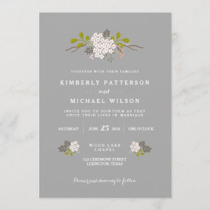 Invitación a la boda floral de amor en Woodland
