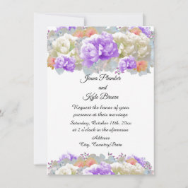 Invitación a la boda floral de Apricot y Plum Peon