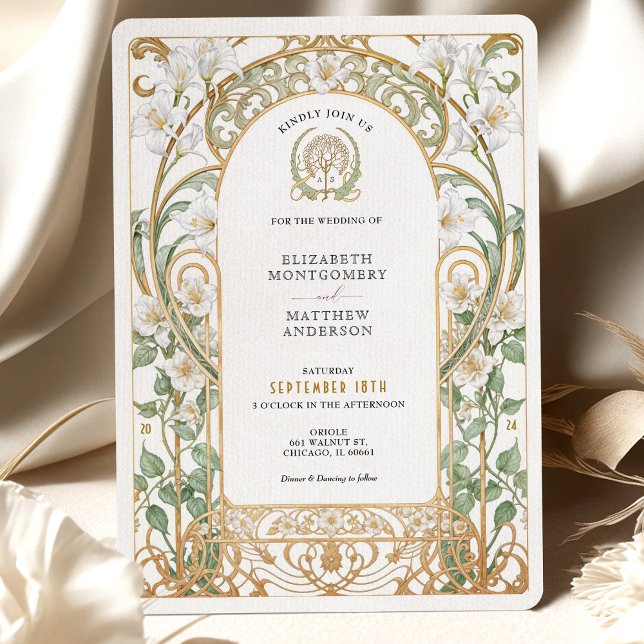 Invitación a la boda floral de Art Nouveau (Subido por el creador)