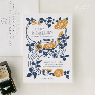 Invitación a la boda floral de Art Nouveau