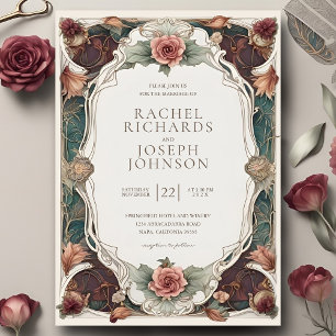 Invitación a la boda floral de Art Nouveau