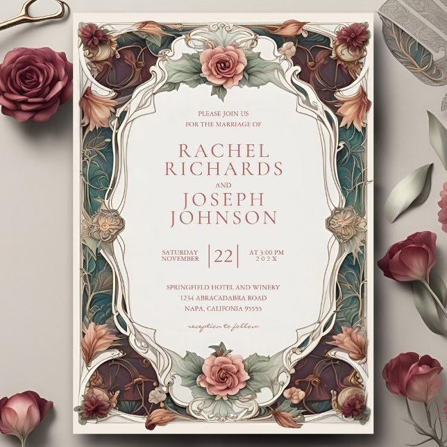 Invitación a la boda floral de Art Nouveau (Subido por el creador)