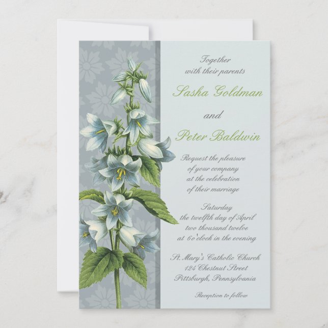 Invitación a la boda floral de Bellflower (Anverso)