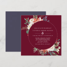 Invitación a la Boda Floral de Berry en invierno c