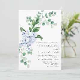 Invitación a la boda floral de Blue Hydrangea