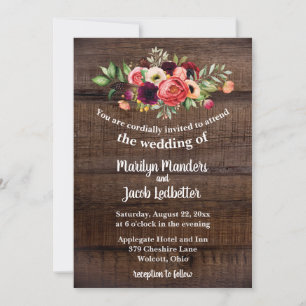 Invitación a la boda floral de Boho acuarela rústi