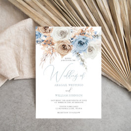 Invitación a la boda floral de Boho azul y turbio