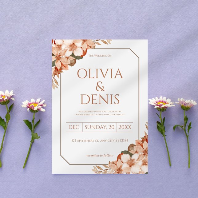 Invitación a la boda floral de boho de otoño rústi (Subido por el creador)