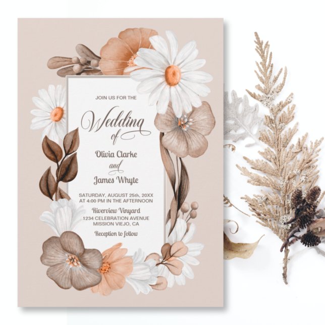 Invitación a la boda floral de boho de otoño rústi (Subido por el creador)