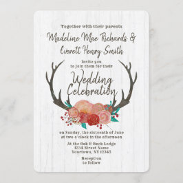 Invitación a la boda floral de Boho Deer Antler