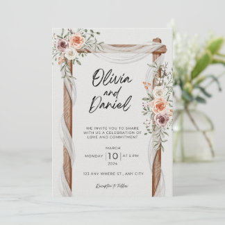 Invitación a la boda floral de Boho Neutral Rústic