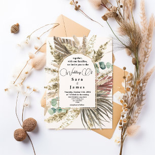 Invitación a la boda floral de Boho Neutral Rústic