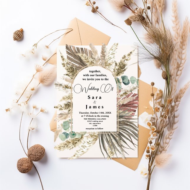 Invitación a la boda floral de Boho Neutral Rústic (Subido por el creador)