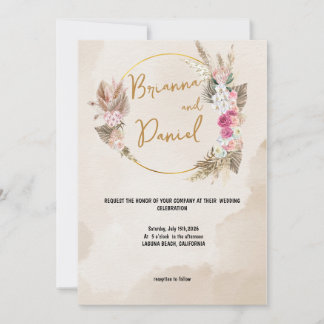 Invitación a la boda floral de boho rústico
