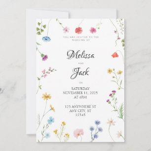 Invitación a la boda floral de bonito