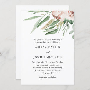 Invitación a la boda floral de bonito Rubor