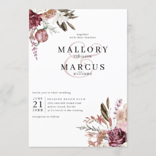 Invitación a la boda floral de Borgoña