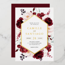 Invitación a la boda floral de Borgoña