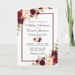 Invitación a la boda floral de Borgoña