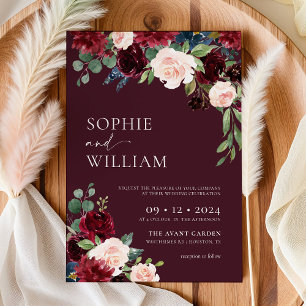 Invitación a la boda floral de Borgoña