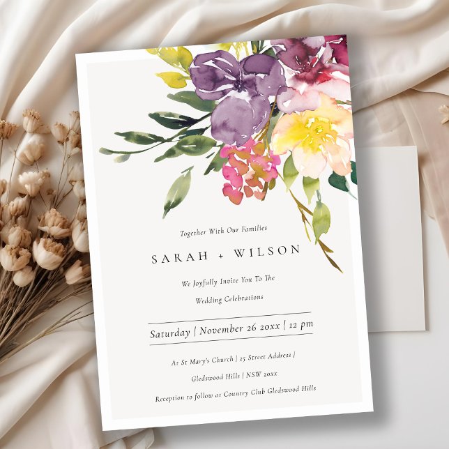 Invitación a la boda floral de Borgoña en Rubor am (Subido por el creador)