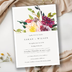 Invitación a la boda floral de Borgoña en Rubor am