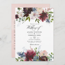 Invitación a la boda floral de Borgoña, Marina y R