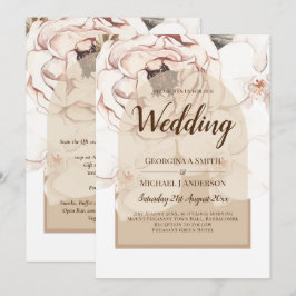 Invitación a la boda floral de champán rosa LeahG 