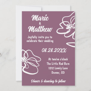 Invitación a la boda floral de ciruela con foto cl