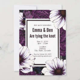 Invitación a la boda floral de ciruela oscura de G