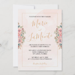 Invitación a la boda floral de color acuarela de p