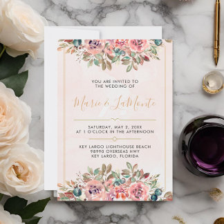 Invitación a la boda floral de color acuarela de p
