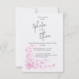Invitación a la boda floral de color acuático vint