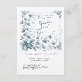 Invitación a la boda floral de color acuático vint