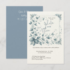 Invitación a la boda floral de color acuático vint