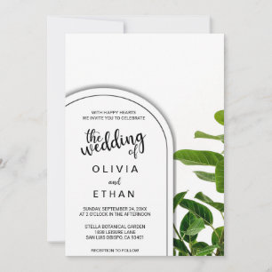 Invitación a la boda floral de color blanco y negr