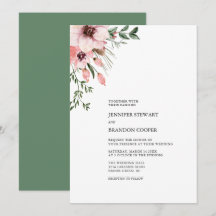 Invitación a la boda floral de color coral y acuar