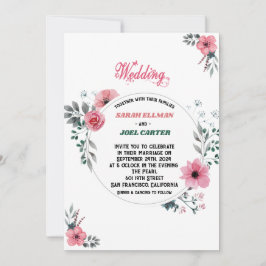 Invitación a la boda floral de color de agua brill