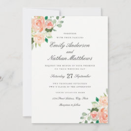 Invitación a la boda floral de color de agua de Ru