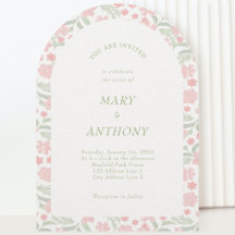 Invitación a la boda floral de color de agua rosa