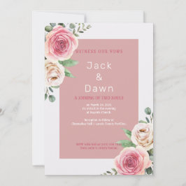 Invitación a la boda floral de color de agua rosa