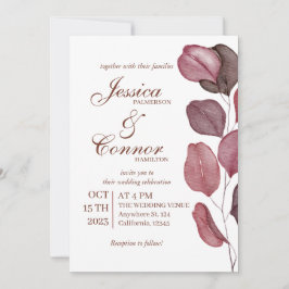 Invitación a la boda floral de color morado