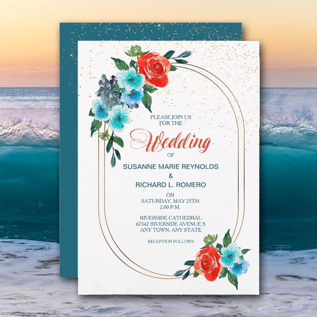 Invitación a la boda floral de Confetti Coral y Aq (Subido por el creador)