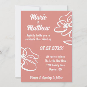 Invitación a la boda floral de coral pálido fotogr