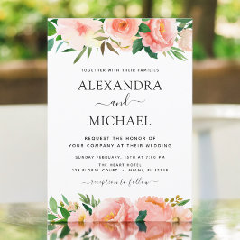 Invitación a la boda floral de Coral Peach