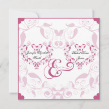 Invitación a la boda floral de corazón Rosa