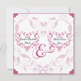 Invitación a la boda floral de corazón Rosa