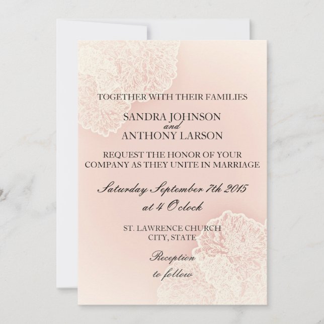 Invitación a la boda floral de crisantemo rosa (Anverso)