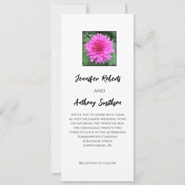 Invitación a la boda floral de crisantemo rosado c (Anverso)