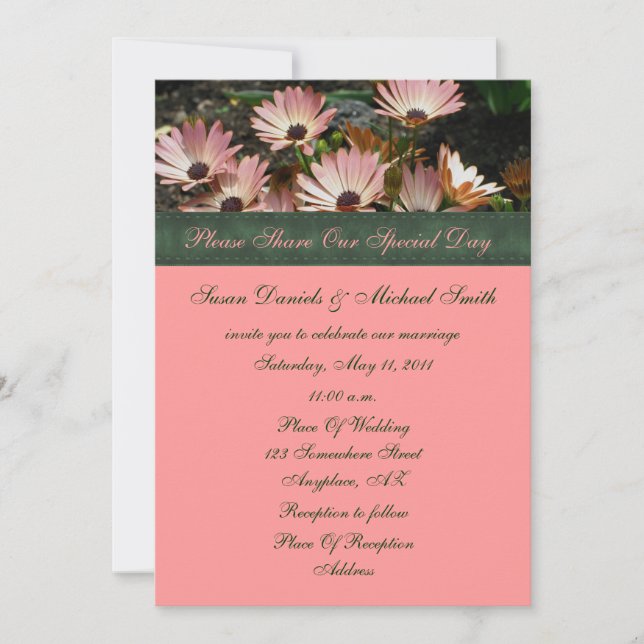 Invitación a la boda floral de Daisies Africanos R (Anverso)